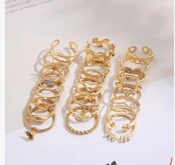 Shining Diva Fashion Maximum 48PCS Vintage Butterfly Heart Snake Rings Set Latest Stylish Gold Plated Geometric Hollow Finger Rings for Women and Girls
(10437-10438-10439) SHANI