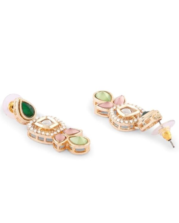 ZAVERI PEARLS Green Pink Stones Austrian Diamonds Embellished Choker Necklace Earring & Ring Set For Women-ZPFK17672
(10428-10429-10430) SHANI - Image 8