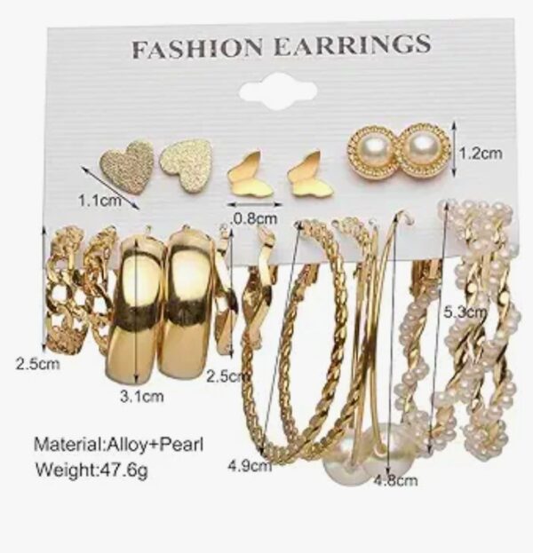 Shining Diva Fashion Latest Stylish 9 Pairs Combo Earrings for Women and Girls (Gold) (13670er) (10617) SHANI