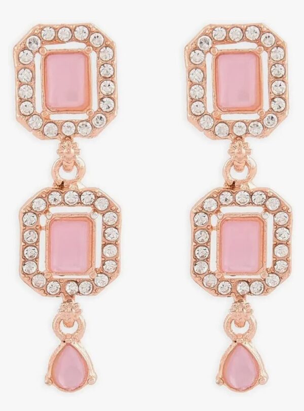 ZAVERI PEARLS Pink Dazzling Stones Sleek Choker Necklace Earring & Ring Set For Women-ZPFK15144
(10529-10530) SHANI - Image 7