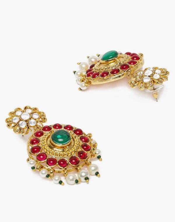 ZAVERI PEARLS Pink & Green Stones Wedding Collection Necklace & Earring Set For Women-ZPFK9816
(10586-10587-10588) SHANI - Image 5