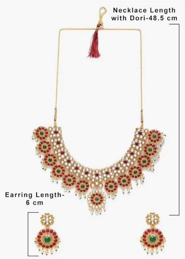 ZAVERI PEARLS Pink & Green Stones Wedding Collection Necklace & Earring Set For Women-ZPFK9816
(10586-10587-10588) SHANI