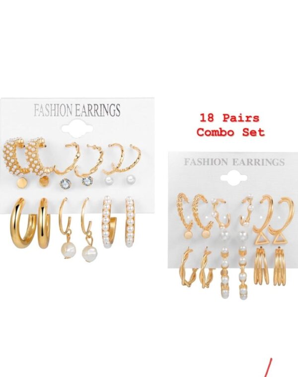 Shining Diva Fashion 18 pairs Combo Set Celebrity Inspired Latest Stylish Gold Plated Hoop and Crystal Pearl Stud Earrings for Women
(10623) SHANI