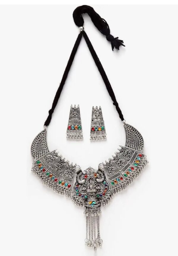 Shining Diva Fashion Latest Stylish Traditional Oxidised Silver Necklace Jewellery Set for Women (13116s)
(10547) shani - Image 4