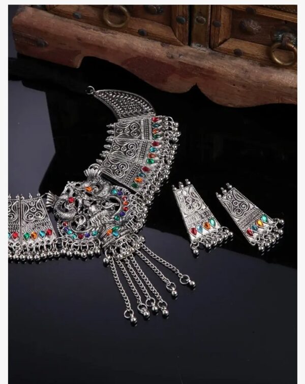 Shining Diva Fashion Latest Stylish Traditional Oxidised Silver Necklace Jewellery Set for Women (13116s)
(10547) shani - Image 3
