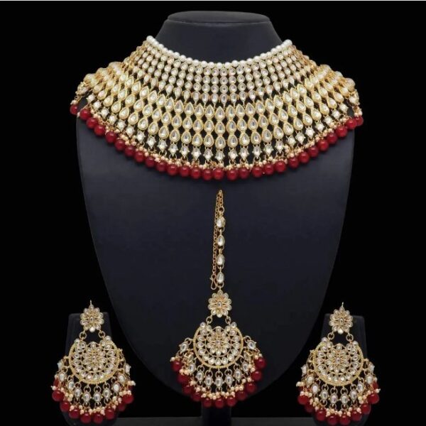 Shining Diva Fashion Latest Stylish Kundan Choker Wedding Party Traditional Bridal Necklace Jewellery Set for Women  (10580) SHANI ( mangalsutra not included) - Image 2