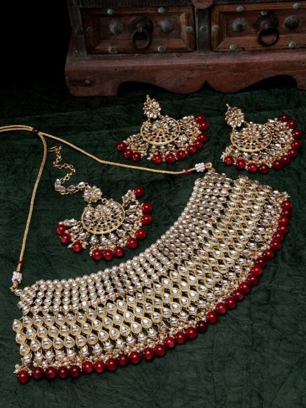 Shining Diva Fashion Latest Stylish Kundan Choker Wedding Party Traditional Bridal Necklace Jewellery Set for Women  (10580) SHANI ( mangalsutra not included) - Image 5