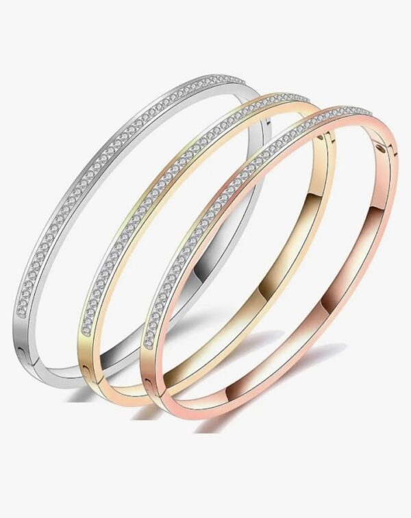 Shining Diva Fashion Anti Tarnish Jewellery | 18K Gold Plated Stainless Steel Openable Crystal Bracelet | Latest Stylish Cuff Bangle | Love Friendship Couples Gifts for Women Girls Mother Sister Wife Girlfriend (10520-10521) SHANI - Image 4