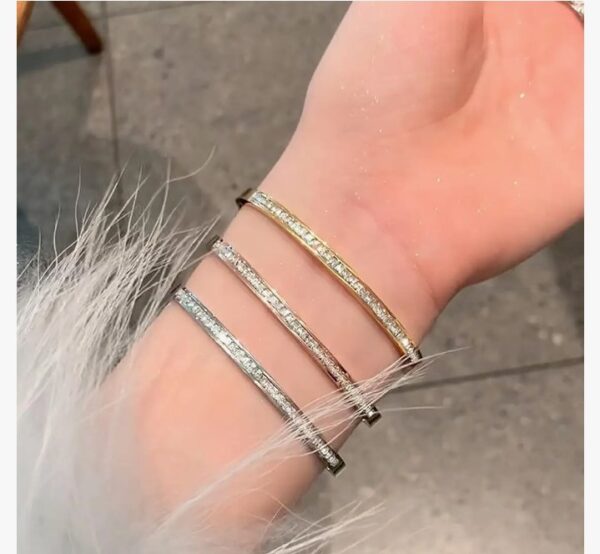 Shining Diva Fashion Anti Tarnish Jewellery | 18K Gold Plated Stainless Steel Openable Crystal Bracelet | Latest Stylish Cuff Bangle | Love Friendship Couples Gifts for Women Girls Mother Sister Wife Girlfriend (10520-10521) SHANI - Image 7