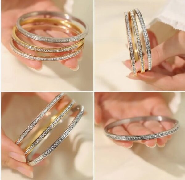 Shining Diva Fashion Anti Tarnish Jewellery | 18K Gold Plated Stainless Steel Openable Crystal Bracelet | Latest Stylish Cuff Bangle | Love Friendship Couples Gifts for Women Girls Mother Sister Wife Girlfriend (10520-10521) SHANI - Image 8