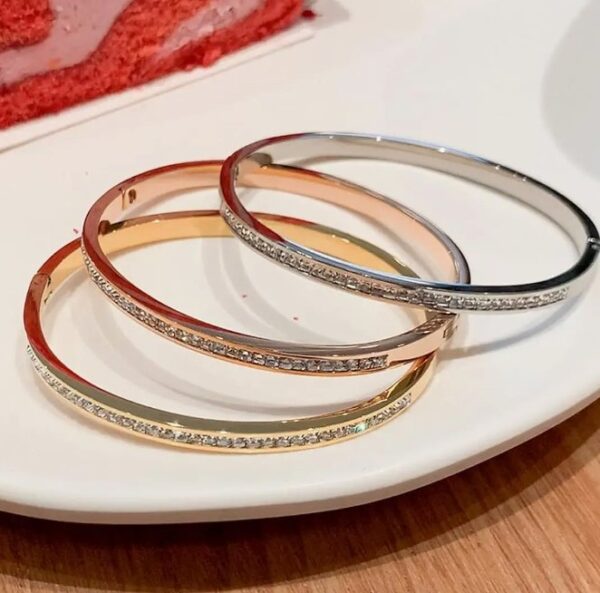 Shining Diva Fashion Anti Tarnish Jewellery | 18K Gold Plated Stainless Steel Openable Crystal Bracelet | Latest Stylish Cuff Bangle | Love Friendship Couples Gifts for Women Girls Mother Sister Wife Girlfriend (10520-10521) SHANI