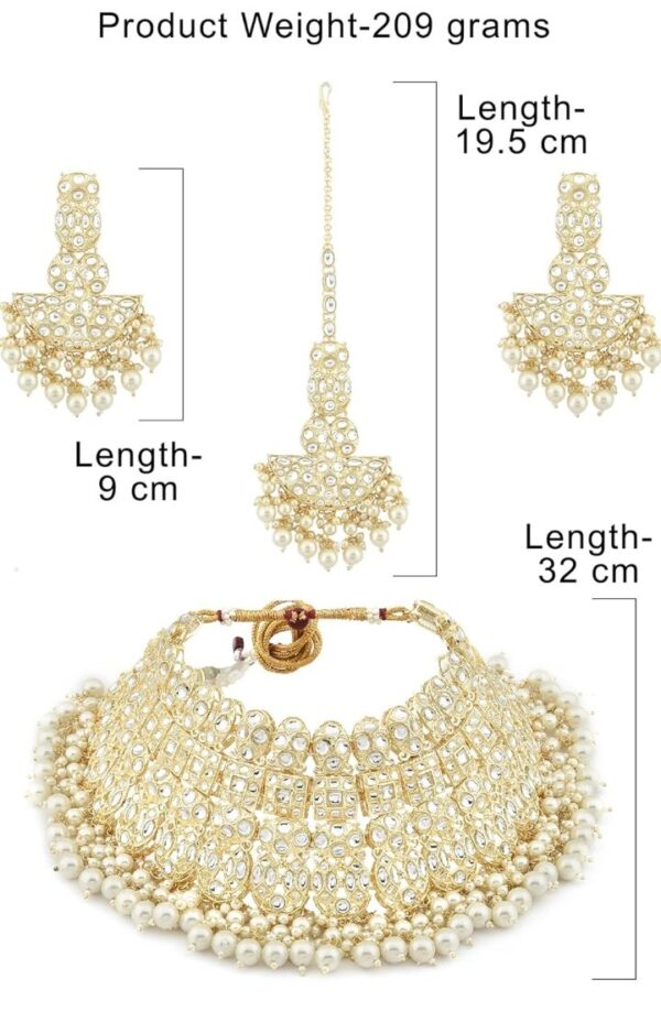 ZAVERI PEARLS Gold Tone Bridal Kundan Choker Necklace Earring Maangtikka & Ring Set For Women-ZPFK12217
(10684-10685) SHANI - Image 6