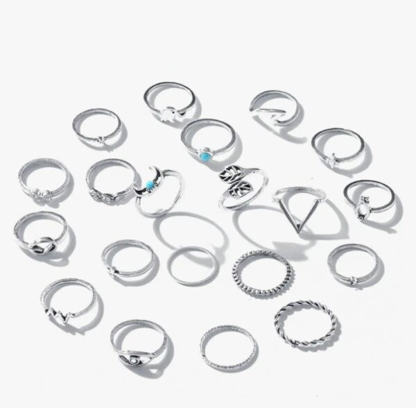 Shining Diva Fashion Latest Stylish Metal Boho Midi Finger Ring for Girls - Set of 20 (E12988r), Silver
 (10589) SHANI - Image 4