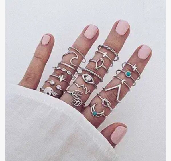 Shining Diva Fashion Latest Stylish Metal Boho Midi Finger Ring for Girls - Set of 20 (E12988r), Silver
 (10589) SHANI - Image 7