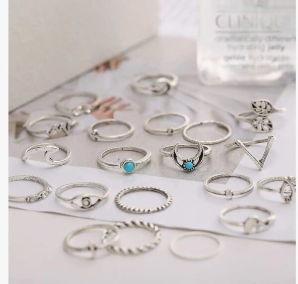 Shining Diva Fashion Latest Stylish Metal Boho Midi Finger Ring for Girls - Set of 20 (E12988r), Silver
 (10589) SHANI - Image 8