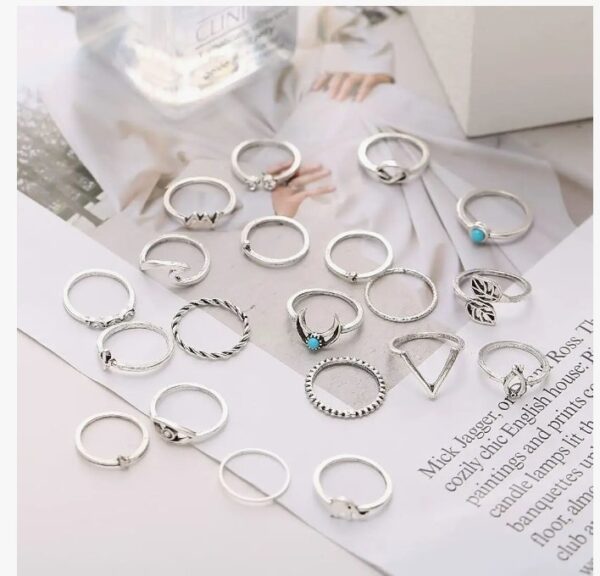 Shining Diva Fashion Latest Stylish Metal Boho Midi Finger Ring for Girls - Set of 20 (E12988r), Silver
 (10589) SHANI - Image 3