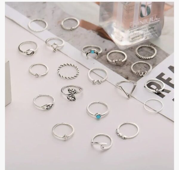 Shining Diva Fashion Latest Stylish Metal Boho Midi Finger Ring for Girls - Set of 20 (E12988r), Silver
 (10589) SHANI - Image 2