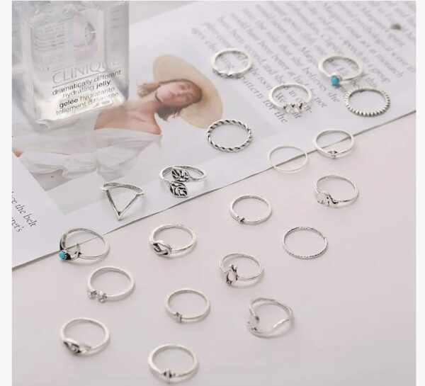 Shining Diva Fashion Latest Stylish Metal Boho Midi Finger Ring for Girls - Set of 20 (E12988r), Silver
 (10589) SHANI - Image 5