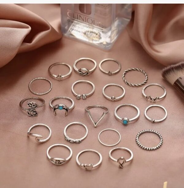 Shining Diva Fashion Latest Stylish Metal Boho Midi Finger Ring for Girls - Set of 20 (E12988r), Silver
 (10589) SHANI - Image 6