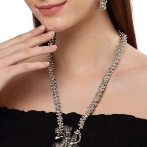 Shining Diva Fashion Latest Stylish Traditional Oxidised Silver Necklace Jewellery Set for Women (13135s)
 (10675) SHANI (ering not included)