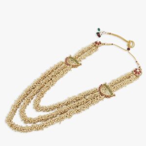 ZAVERI PEARLS Pink & Green Multi Layers Cluster Pearls Long Necklace & Earring Set For Women-ZPFK13669
(10541) SHANI  (ering not included) shani