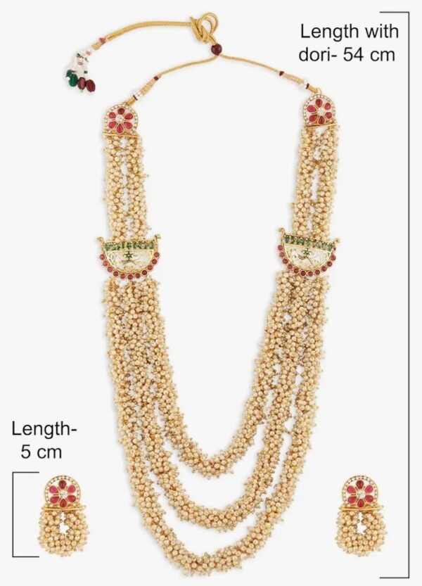 ZAVERI PEARLS Pink & Green Multi Layers Cluster Pearls Long Necklace & Earring Set For Women-ZPFK13669
(10541) SHANI - Image 6