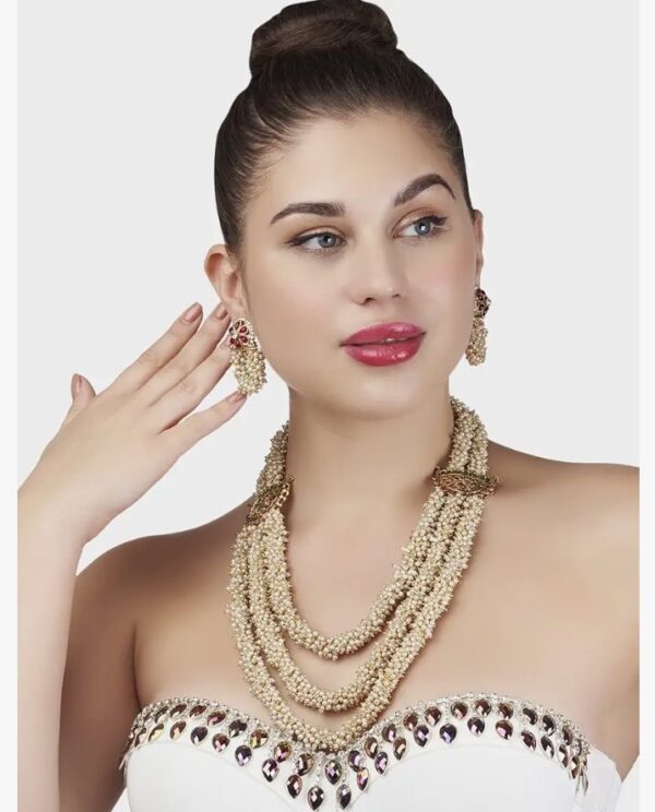 ZAVERI PEARLS Pink & Green Multi Layers Cluster Pearls Long Necklace & Earring Set For Women-ZPFK13669
(10541) SHANI  (ering not included) shani - Image 2