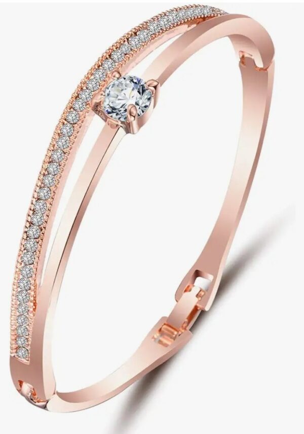 Shining Diva Fashion Stylish 18k Rose Gold Plated Crystal Bangle Bracelet for Women-(9814b)
(10695) SHANI - Image 2