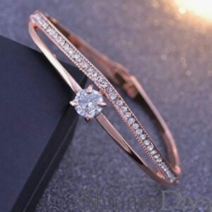 Shining Diva Fashion Stylish 18k Rose Gold Plated Crystal Bangle Bracelet for Women-(9814b)
(10695) SHANI