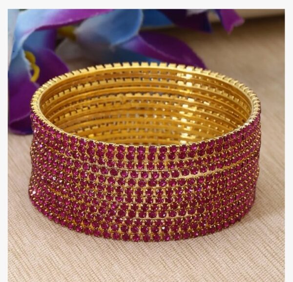 Shining Diva Fashion Set of 12 Latest Traditional Design Gold Plated Stone Bangle for Women
(10600) SHANI - Image 4