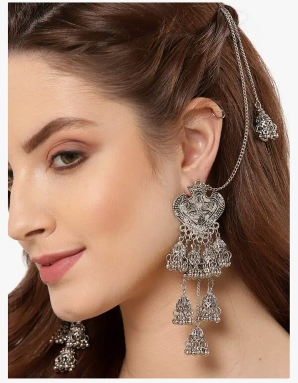 Shining Diva Fashion Latest Stylish Oxidised Chain Jhumka Earrings for Women and Girls (13190er)
(10699-10700) SHANI - Image 5