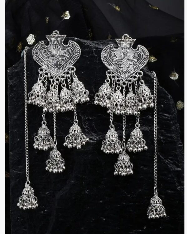 Shining Diva Fashion Latest Stylish Oxidised Chain Jhumka Earrings for Women and Girls (13190er)
(10699-10700) SHANI - Image 2