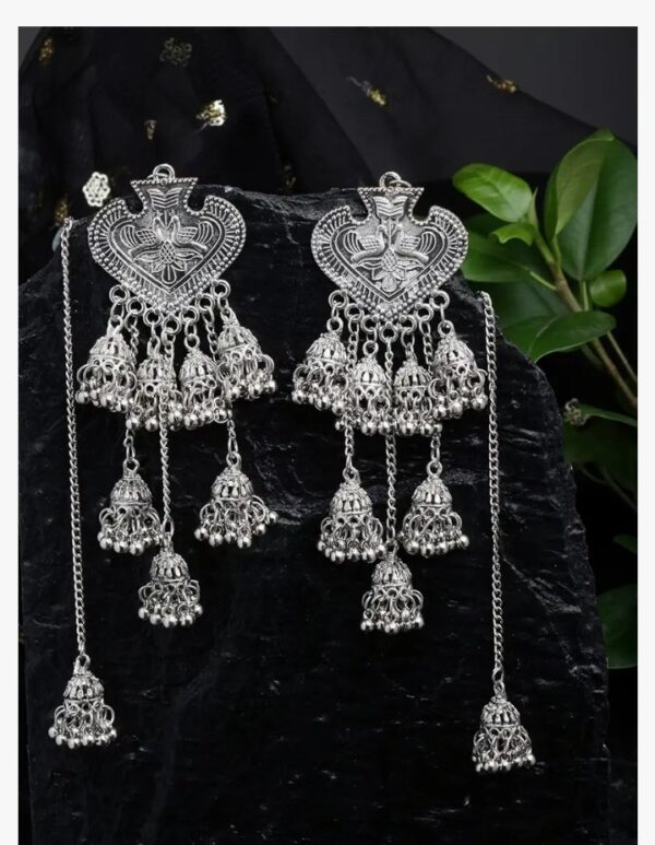 Shining Diva Fashion Latest Stylish Oxidised Chain Jhumka Earrings for Women and Girls (13190er)
(10699-10700) SHANI - Image 3