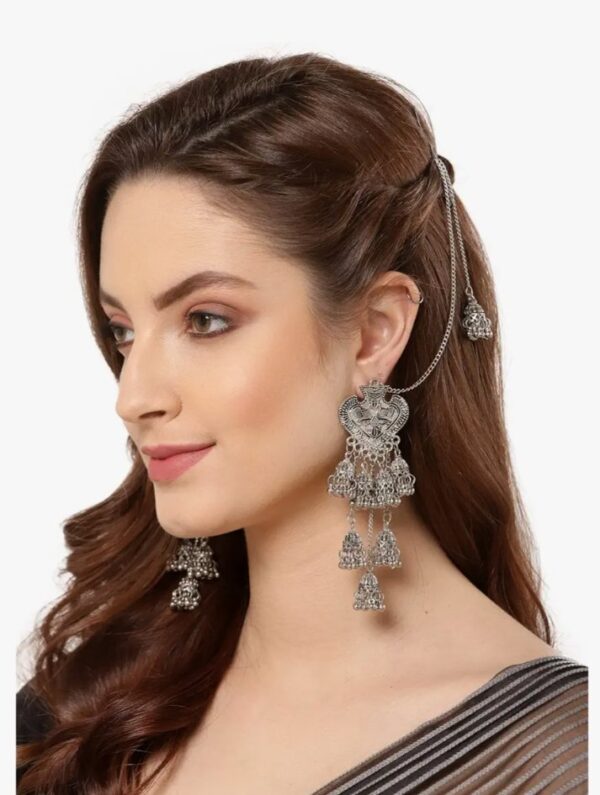 Shining Diva Fashion Latest Stylish Oxidised Chain Jhumka Earrings for Women and Girls (13190er)
(10699-10700) SHANI - Image 4