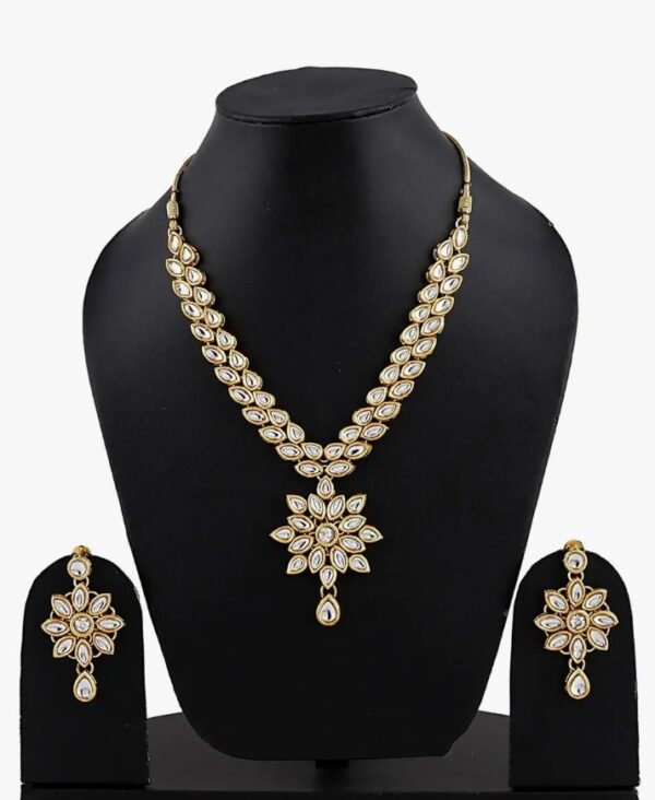 Shining Diva Fashion Jewelry Gold Plated Kundan Fancy Necklace Traditional Jewellery Set with Earrings for Women & Girls (White)(9602s) (10533-10534) SHANI - Image 3