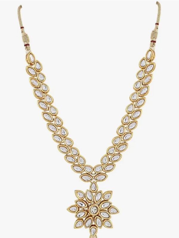 Shining Diva Fashion Jewelry Gold Plated Kundan Fancy Necklace Traditional Jewellery Set with Earrings for Women & Girls (White)(9602s) (10533-10534) SHANI - Image 4