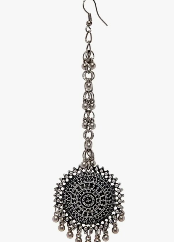 Shining Diva Fashion Latest Stylish Oxidised Maang Tikka Bahubali Jhumka Earrings for Women and Girls (12395er)(10592-10593) SHANI - Image 6