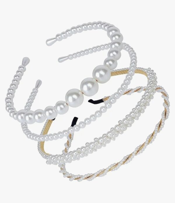 Shining Diva Fashion 4 Pcs Headbands Stylish Pearl Hairbands Hair Accessories Hair Bands for Women Girls (14967hb) (10569-10570) SHANI - Image 7