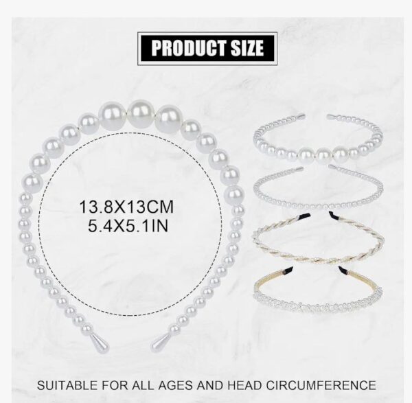 Shining Diva Fashion 4 Pcs Headbands Stylish Pearl Hairbands Hair Accessories Hair Bands for Women Girls (14967hb) (10569-10570) SHANI - Image 6