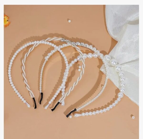 Shining Diva Fashion 4 Pcs Headbands Stylish Pearl Hairbands Hair Accessories Hair Bands for Women Girls (14967hb) (10569-10570) SHANI - Image 4