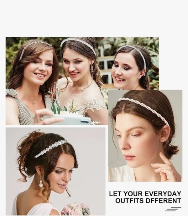 Shining Diva Fashion 4 Pcs Headbands Stylish Pearl Hairbands Hair Accessories Hair Bands for Women Girls (14967hb) (10569-10570) SHANI - Image 5