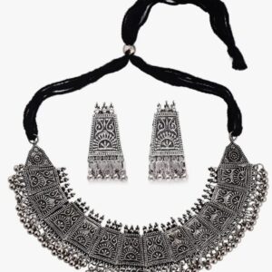 Shining Diva Fashion Latest Stylish Traditional Oxidised Silver Necklace Jewellery Set for Women (13108s
(10625-10606) SHANI