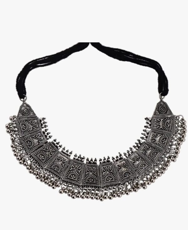 Shining Diva Fashion Latest Stylish Traditional Oxidised Silver Necklace Jewellery Set for Women (13108s
(10625-10606) SHANI - Image 2