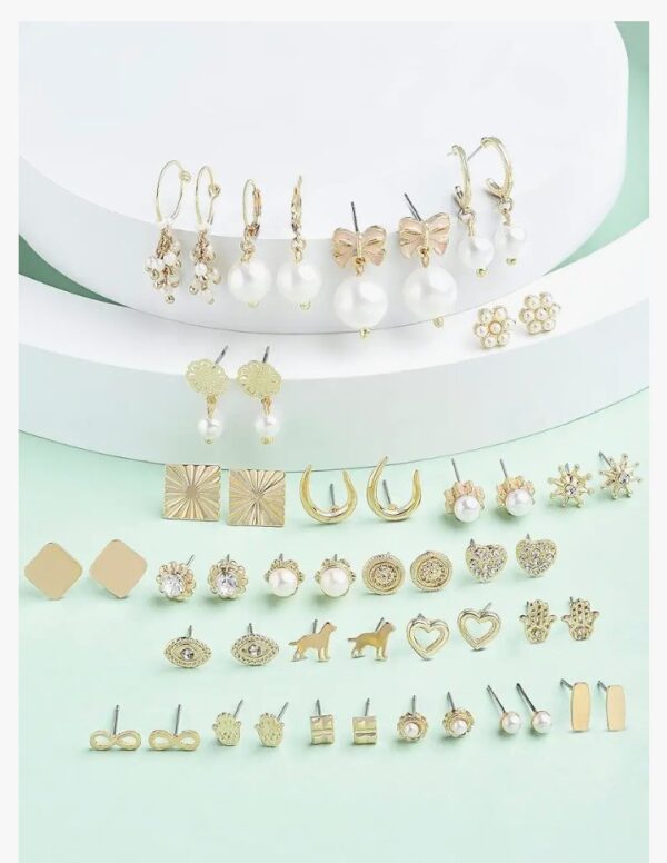 Zaveri Pearls Set of 25 Gold Tone Contemporary Studs & Drop Earrings For Women-ZPFK15140
(10653-10654) SHANI - Image 4