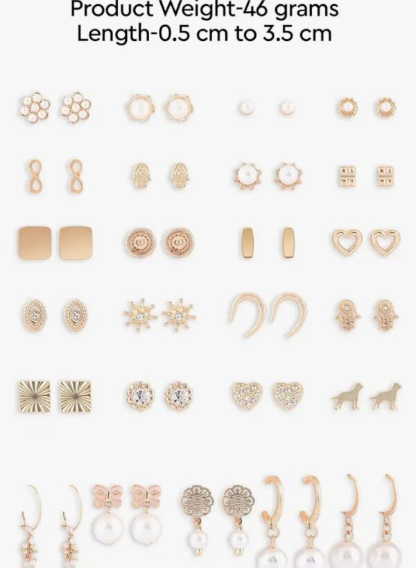 Zaveri Pearls Set of 25 Gold Tone Contemporary Studs & Drop Earrings For Women-ZPFK15140
(10653-10654) SHANI - Image 2