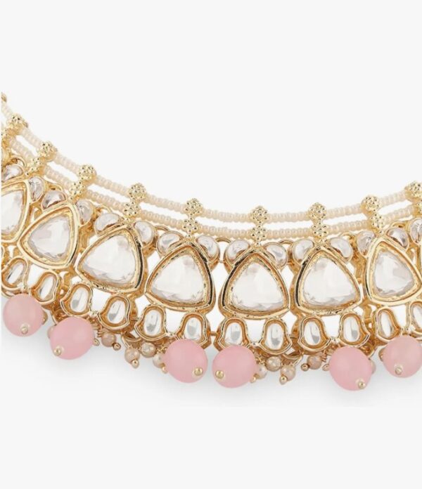 ZAVERI PEARLS Pink Kundan Artificial Stones & Beads Necklace Earring & Maangtikka Set For Women-ZPFK17090
(10663) SHANI ( only gale ka he) - Image 3