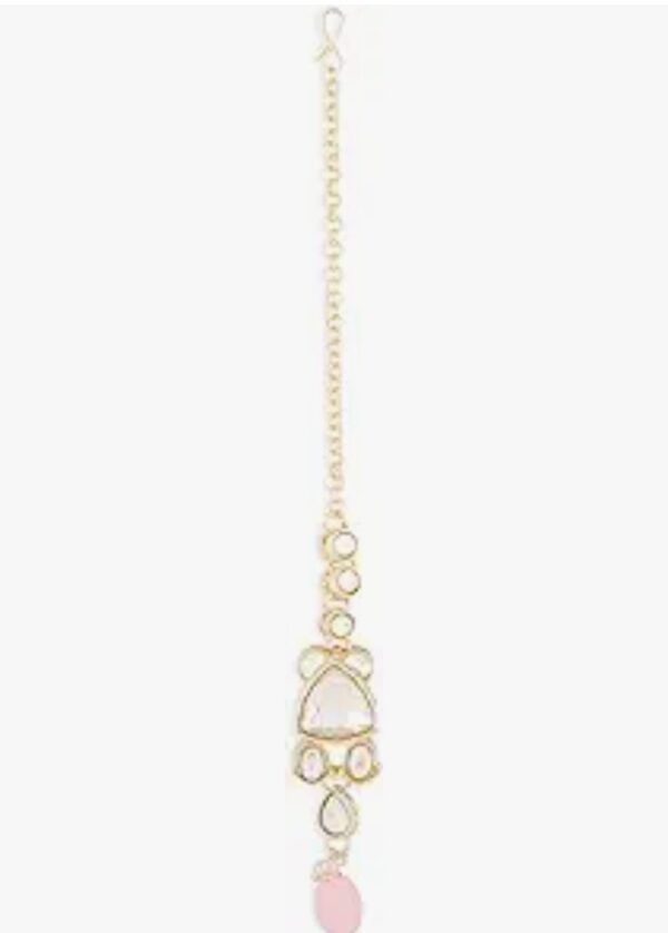 ZAVERI PEARLS Pink Kundan Artificial Stones & Beads Necklace Earring & Maangtikka Set For Women-ZPFK17090
(10662) SHANI - Image 8