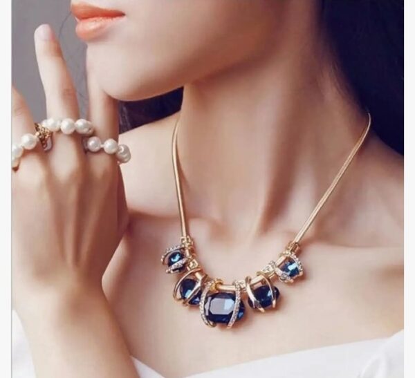 Shining Diva Fashion Latest Stylish Trendy Celebrity Inspired Designer Fancy Crystal Pendant Chain Necklace for Women and Girls (10621) SHANI - Image 5