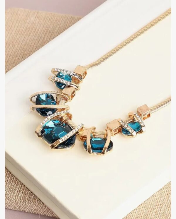 Shining Diva Fashion Latest Stylish Trendy Celebrity Inspired Designer Fancy Crystal Pendant Chain Necklace for Women and Girls (10621) SHANI - Image 9