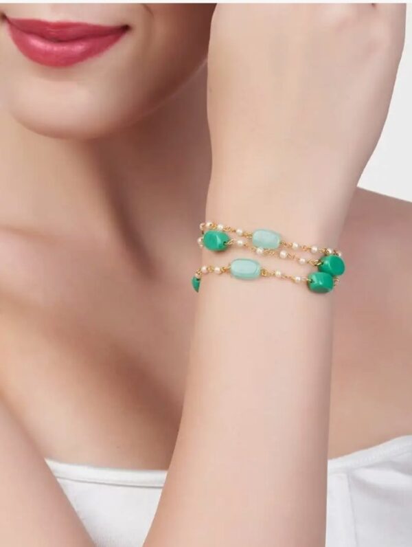 ZAVERI PEARLS Green Multistrand Beaded Ethnic Bracelet For Women-ZPFK13619
(10664) SHANI - Image 3